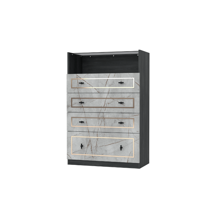 ตู้ลิ้นชัก 4 ลิ้นชัก WISDOM DESIGN FURNITURE รุ่น GDW-801 80 ซม. สีแอชเกรย์/ไลท์มาร์เบิ้ล